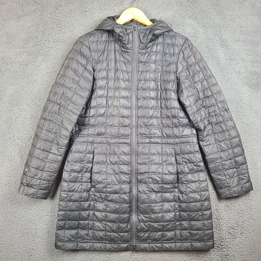 The North Face Womens ThermoBall Eco Parka Black Quilted Hooded Jacket Large